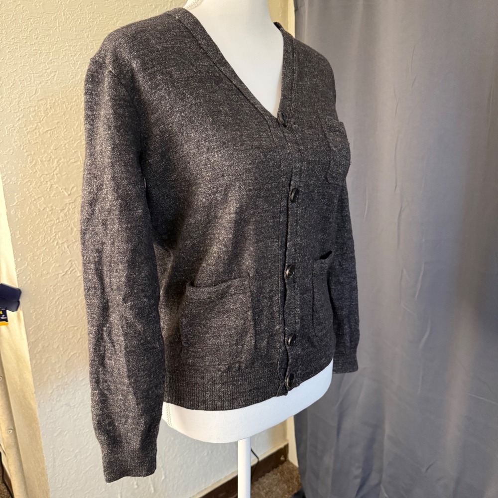J.Crew Womens Wool Linen Blend Cardigan Sweater Charcoal Gray Style - Picture 3 of 11